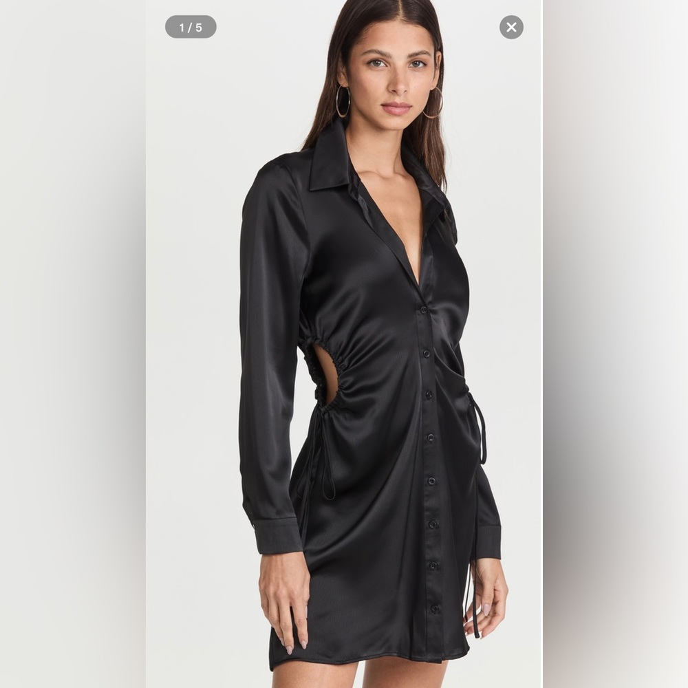WAYF Daniela Side Cut-Out Shirt Dress Black Size Medium